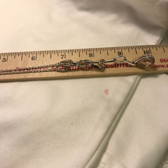 Avon Silvertone Y Necklace With Light Rose CZ Teardrop - Picture 6 of 12